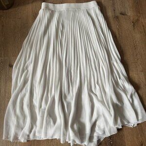 Wilfred White Pleated Twirl Chiffon Midi Skirt Size L